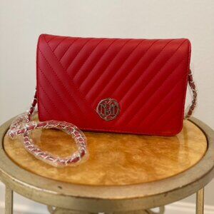 Badgley Mischka Red Large Quilted Crossbody Bag